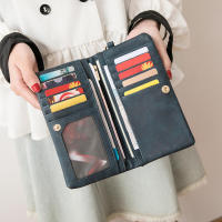 Cartera larga estilo para mujer, grande, estuche con compartimentos, negro, tono dorado - details 3