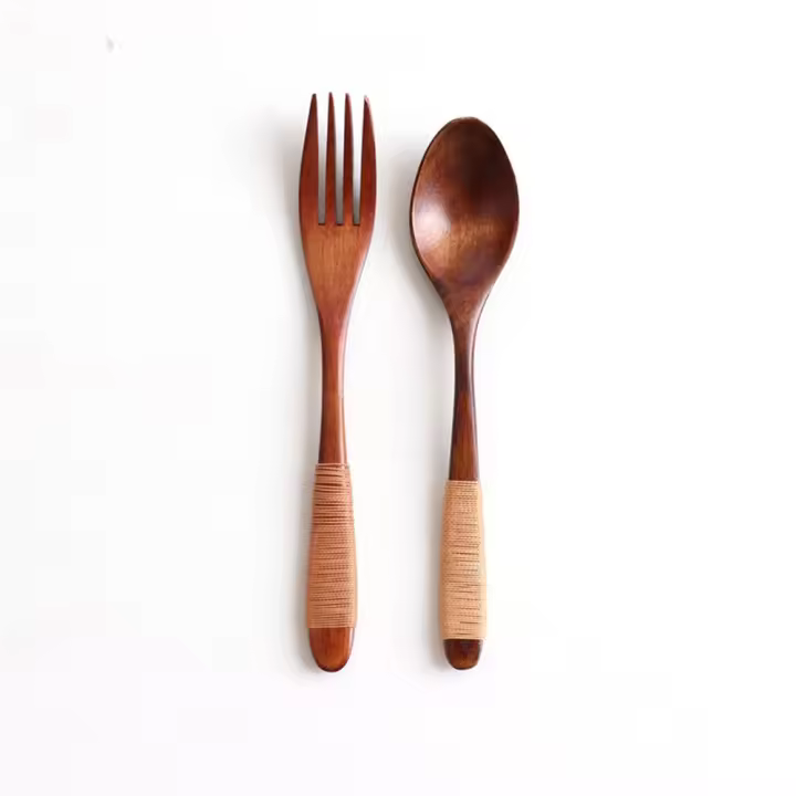 Kit de cena hecho a mano, utensilio para sopa de cereales, cuchara de arroz, vajilla, tenedor, juegos de vajilla - 1