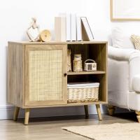 Mueble Auxiliar de Cocina Buffet de Salón con Puerta de Ratán y 2 Estantes de Almacenamiento - details 1