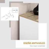 2 Puertas Estante Ajustable Base Elevada Comedor Pasillo Dormitorio Dispositivo Antivuelco 60x30x90 cm Blanco - details 5