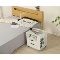 Mesita de noche giratoria funcional ajustable de madera con cajones, ruedas y estante abierto (blanco L) - details 2