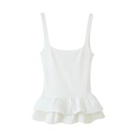PB & ZA 2025 novedad de verano Costuras holgadas cuello cuadrado casual versátil camisola simple tops ropa de mujer - details 3