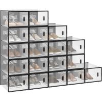 18X Cajas de Zapatos de Plástico Cajas Transparentes Apilables y Plegables para Zapatos Organizador para Zapatos en Guardarropa Caja Almacenaje de Zapatos con Tapa Frontal - details 0