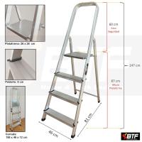 7 Peldaños en Aluminio - Escaleras Plegables Aluminio - Hecho en Europa - Portátil y Plegable. BTF-TJL107 - details 9