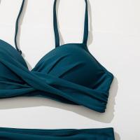 Bikini de Cintura Alta para Mujeres 2025 Conjunto de Baño de Color Sólido Sexy con Halter - details 15