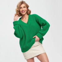 Suéter Casual de Mujer para Otoño e Invierno, Cuello en V, Elegante, Holgado, de Punto. - details 4
