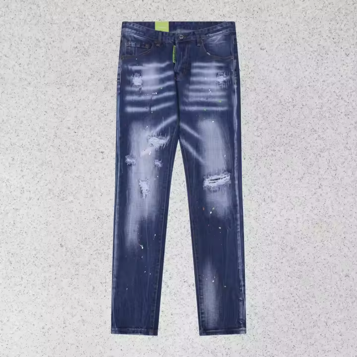 Dsquared2 pantalones vaqueros ajustados para hombre SN34 pantalones holgados con agujeros y emblemas pantalones vaqueros bordados - 1