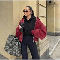 Chaqueta Bomber de Cuero para Mujer Arayas Casuales con Cremallera Chaquetas de Manga Larga Sueltas con Borla Moda 2024 - details 5