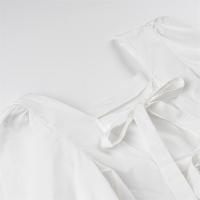 OUWU- Camisa Corta De Manga Abullonada Para Mujer De, Cuello Cuadrado Simple, Espalda Plisada, Puños Elásticos Sólidos, Dobladillo Suelto Informal, Blusa Corta, Nueva Camisa Elegante Para Primavera Y Verano - details 5