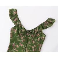 Estilo europeo y americano verano volantes hoja borde cuello en v chaleco vestido cintura correas finas floral vestido largo estilo de vacaciones - details 3