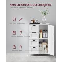 Gabinete de Almacenamiento Ajustable con 4 Cajones y Puerta Simple Blanco LHC41W para Sala de Estar Cocina Entrada - details 0