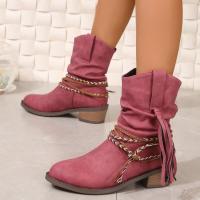 Nuevas botas de mujer de tubo medio pero cabeza redonda hasta la rodilla - details 2