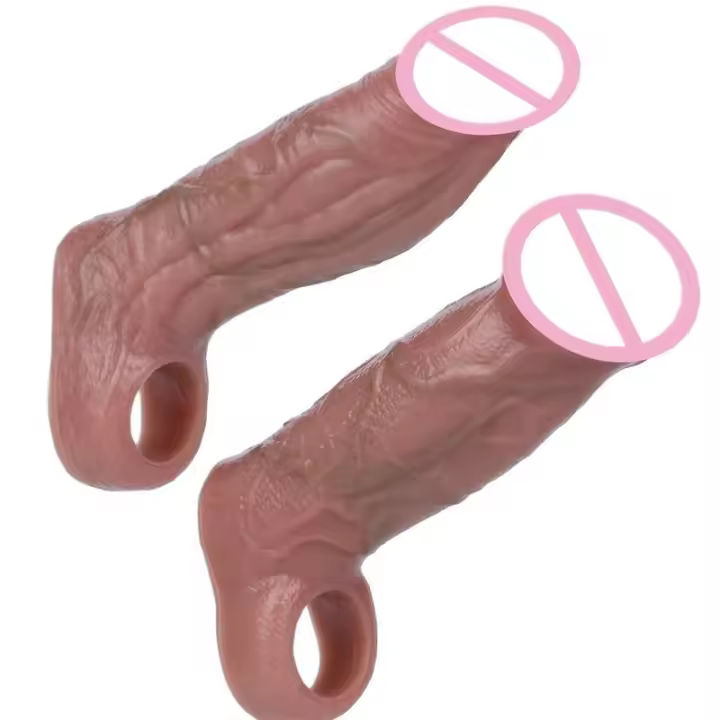 Empaque privado Sexy SXXY Funda realista de silicona suave Extensor de consolador Aumento Retraso de la eyaculación Condón reutilizable Hombres Coqueteando Juguetes sexuales - 1