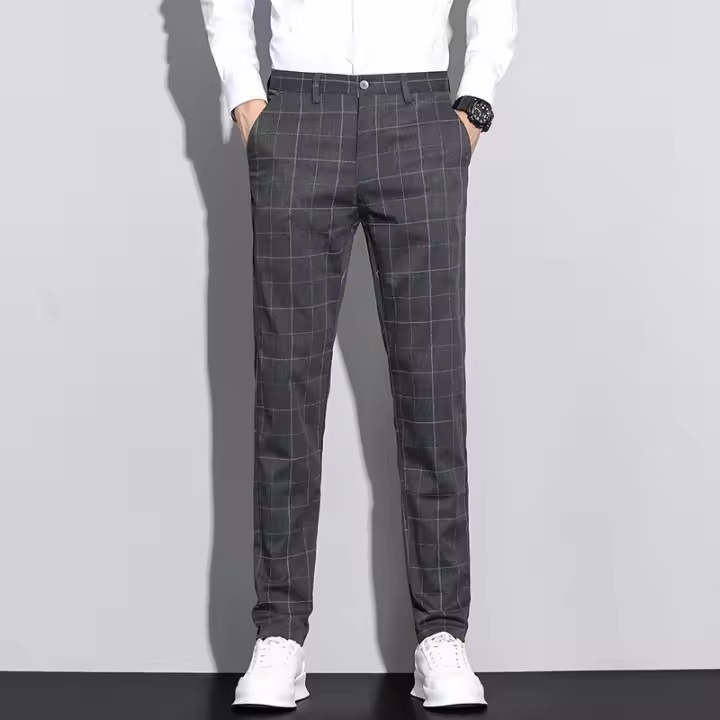 Pantalones Casual de Verano para Hombres Ajuste Delgado, Línea Recta, Estilo de Negocios de Moda, Sin Hierro, Resistente a Arrugas - 1