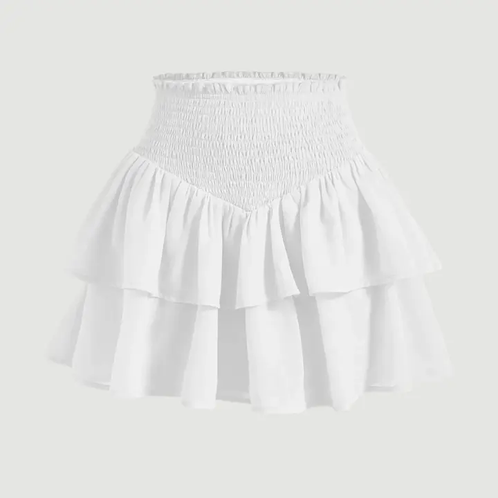 Mia Muse Minifaldas Preppy Peplum de cintura alta lisas básicas para todas las estaciones para mujer - 1