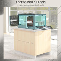 HOMCOM Caja de Almacenamiento Apilable con Tapa 69L Caja Organizadora Plegable con Ruedas Contenedor de Plástico con Acceso a 5 Lados 60x42x34 cm - details 3