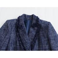 BUNO-Chaqueta de traje de Tweed para mujer, de doble botonadura Chaqueta corta, abrigo ajustado, Tops informales, Blazers de lana para mujer, ropa de calle, Otoño e Invierno - details 9