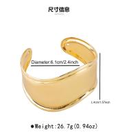 Elegante pulsera de metal con cara ancha geométrica, pulsera abierta de diseño brillante de temperamento exagerado. - details 1