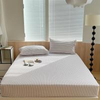 Bonenjoy-sábana bajera de algodón 100%, cubierta de cama de estilo a rayas, ropa de cama elástica, agradable para la piel, sin funda de almohada, 1 unidad - details 19