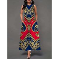 Women's Boho Long Dress Elegant Sleeveless Floral Print Casual Beach Party Summer Dress - details 35