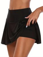 Falda Corta Deportiva para Mujer para Tenis, Bádminton, Yoga - Estilo Atlético Casual, Color Sólido, Mezcla de Poliéster y Spandex Elástico, Lavable a Máquina - Primavera/Verano/Otoño - details 34