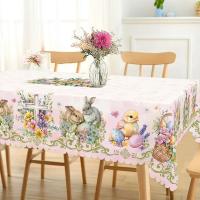 1 redondo 5 tamaños para elegir, Pascua, pollo, mantel cuadrado estampado, manualidades en relieve, decoración de papel pintado de jardín de primavera, - details 3