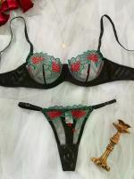 Conjunto de sujetador de encaje Floral, lencería elegante, ropa interior de lujo bien llamativa, conjuntos exóticos de encaje fino de Hada erótica Sexy, sujetador transparente - details 15