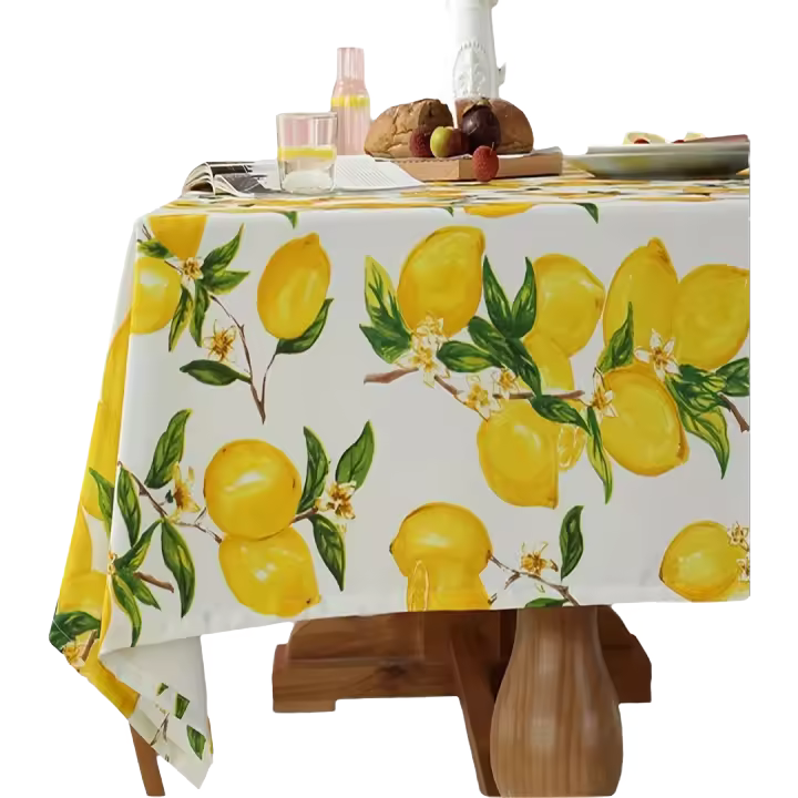 Mantel Impermeable Y Resistente Al Aceite De Serie Limón Para Mesas De Comedor Banquete Decoración Hogar Tamaño Rectangular Material Poliéster 100% - 1