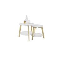 Conjunto de Mesa de Noche de Blanco Set de 2 Mesitas con Cajón y 2 Estanterías - details 21