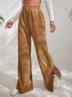 Pantalones de pana para mujer, pantalón liso con abertura, pierna recta, cintura alta, ancho, otoño, elegante y Original - details 7