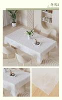 Mantel suave Ence ligero de lujo, cubierta de mesa de comedor de plástico impermeable blanco PVC, palo y rectangular no permanente - details 22
