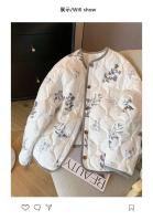 Chaqueta de Cuero Acolchada Vintage Ral Cuello Redondo, Un Suelto, Manga Larga, Abrigo de Moda para Mujeres - details 1