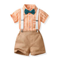 Conjunto de verano para niños, camisa elegante para bebé, monos de estilo coreano para niños, conjunto de traje de caballero de boda con lazo - details 4
