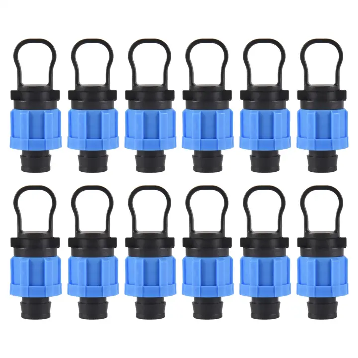 12 Uds. Tapón de extremo de tubo de riego por goteo, accesorio de tapa de extremo Universal de 1/2 pulgada, Compatible con tubo de cinta de goteo de 16-17mm - 1