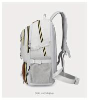 WEIXIER Mochila multifuncional elegante para hombre: nailon duradero con textura de cocodrilo, gran capacidad para computadora portátil, viajes, escuela y trabajo, diseño blanco y marrón, regalo perfecto para amigos y familiares, mochila de viaje - details 14