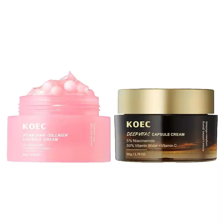 ZHZHo KOEC Skin Care Duo Set, cremas faciales con cápsulas de vitamina C y colágeno, 1,76 oz cada una - 1