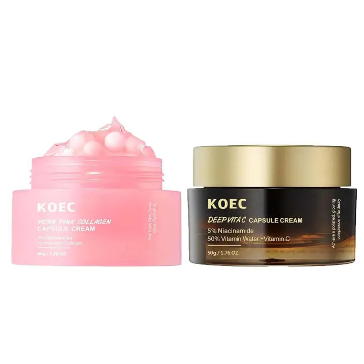 ZHZHo KOEC Skin Care Duo Set, cremas faciales con cápsulas de vitamina C y colágeno, 1,76 oz cada una - 1