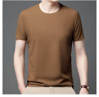 Polo de manga corta para hombre, camiseta de manga corta de algodón con cuello redondo y empalme a la moda de Polot liso con gofres, para uso diario - details 9