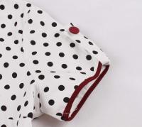 Vestido de Verano Vintage Hepburn Polka Dot de Contraste Cuello Cuadrado de los 50 Cintura Alta - details 5