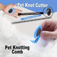 Peines de anudado piezas para mascotas, herramienta de aseo para gatos y perros, desenredante antideslizante azul con cuchillas ocultas para quitar nudos de pelo, 2 uds. - details 2