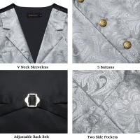Conjunto de chaleco y corbata para hombre, traje de esmoquin de cachemir de seda, chaleco y corbata, gemelos de pañuelo para fiesta de boda, ropa de novio - details 1