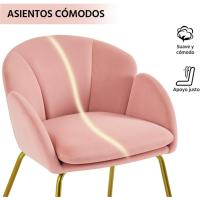 Terciopelo Sillon para Dormitorio Silla para Comedor Cocina Pata Metal Silla Sala de Estar Rosa Claro - details 25