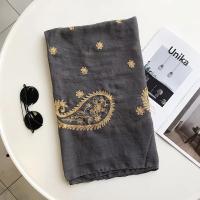 Otoño Invierno moda bordado anacardo Floral viscosa chal bufanda de mujeres indias cálido Pashmina Hijab y envolturas musulmanas Sjaal - details 11