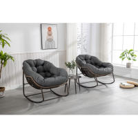 Silla de Rocking de Mascarete Moderna de Grajo Silla de Sillón Cómoda para Exteriores con Cojín Grueso Ideal para Balcón, Porche, Jardín, Patio - details 4