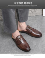 La mitad de los zapatos de los hombres de la moda Brock bolsa zapatillas de cabeza versión coreana sin tacón zapatos pequeños de cuero - details 6
