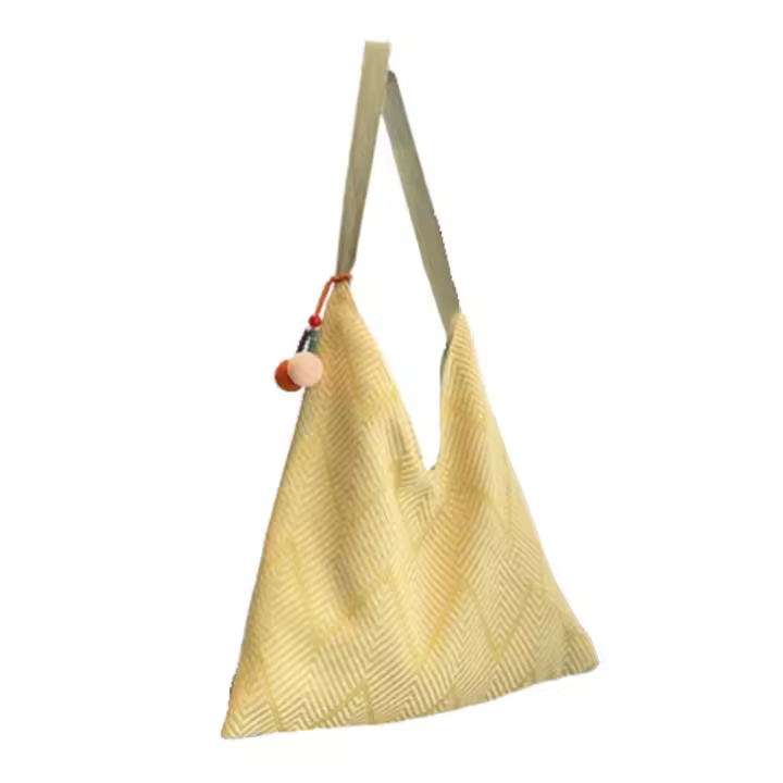 Bolso de hombro elegante de verano con patrón de rayas, bolso tejido informal, resistente al desgaste, correa no ajustable, bolsos de viaje para mujer - 1