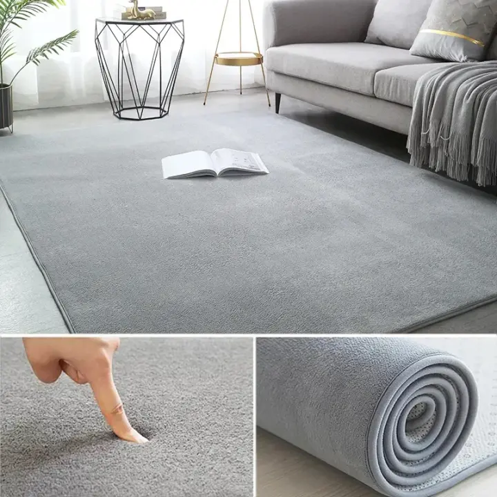 Alfombra de Juego para Niños de Tamaño Grande y Suave Decoración Rectangular para el Hogar Alfombra de Habitación sin Deslizamiento para Cama Alfombra de Coral Velet Gris - 1