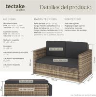 Sofá de Jardín con Taburete Conjunto Resistente a la Intemperie de Acero Muebles Exteriores - details 17