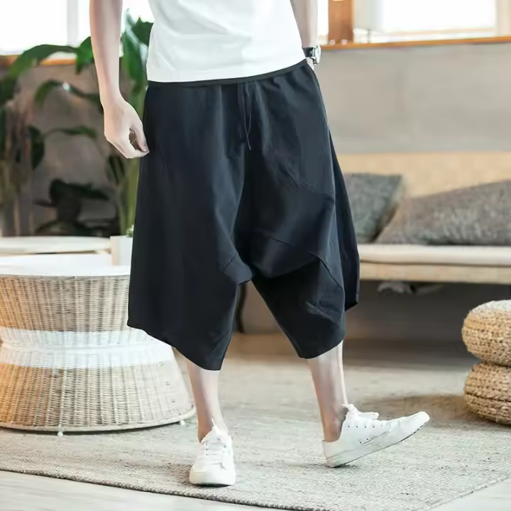 Pantalones cortos informales para hombre, pantalón de chándal de lino y algodón, estilo Vintage, a la moda, novedad de verano - 1