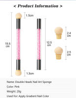 Arte Clavo-Juego de pinceles de doble punta para decoración de uñas, pincel acrílico con 4 cabezales de esponja reemplazables, herramienta para pintar y puntear, novedad - details 1